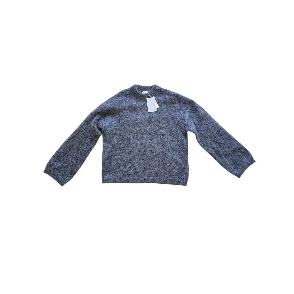 NWT H&M Premium Oversized Mohair Wool Blend Sweater Dark Gray Melange‎ Size XS